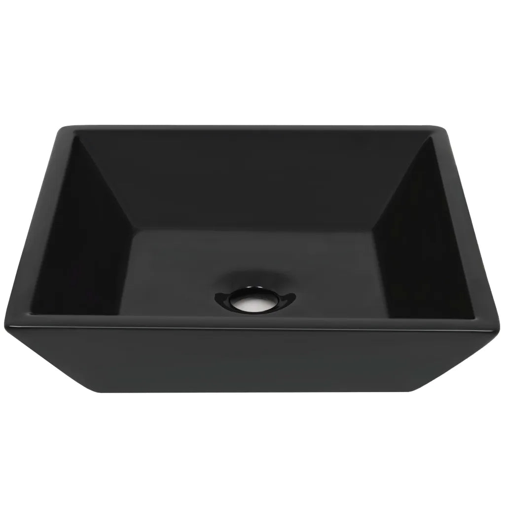 Lavandino Quadrato in Ceramica Nero 41,5x41,5x12 cm 142739
