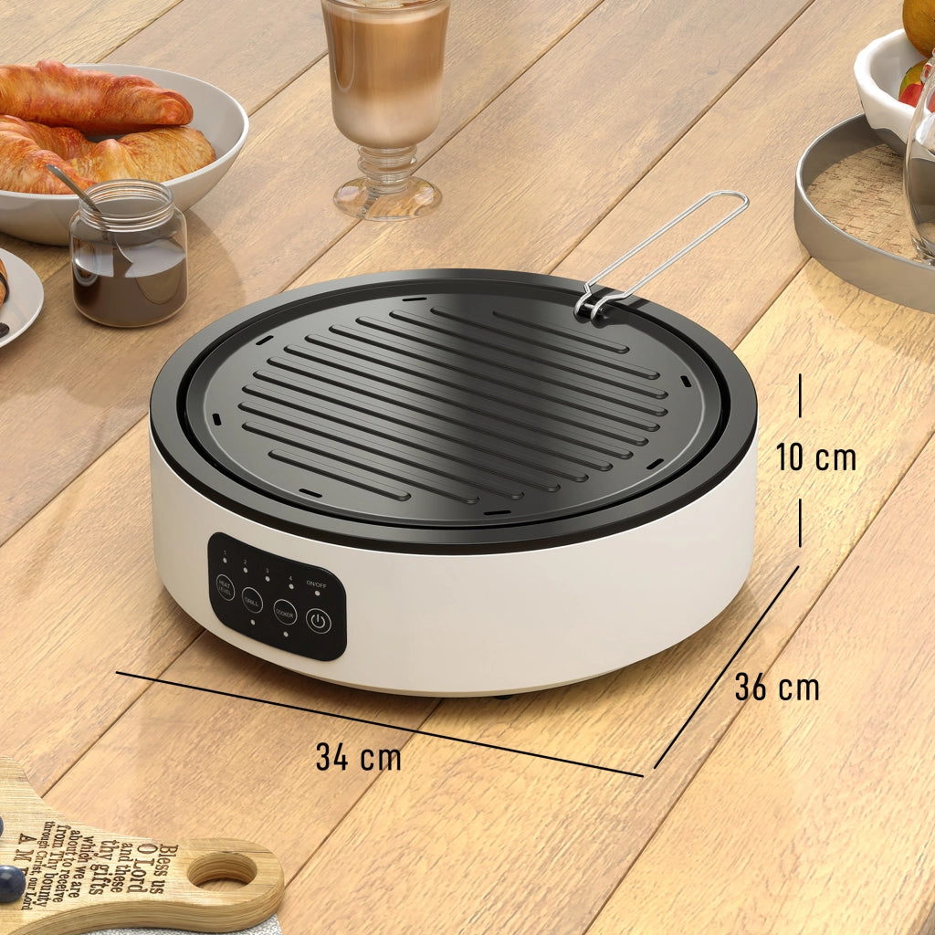 Piano cottura barbecue 2 in 1 ceramico ¨C zephmum ¨C 2000W 4 livelli bianco