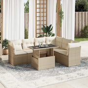 Set Divani da Giardino 7 pz con Cuscini Beige in Polyrattan 3326169