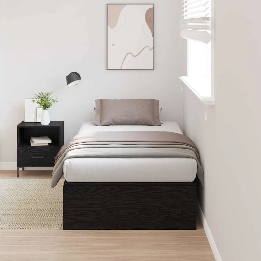 Struttura letto con contenitore Rovere Nero 90 x 190 cm 3335406