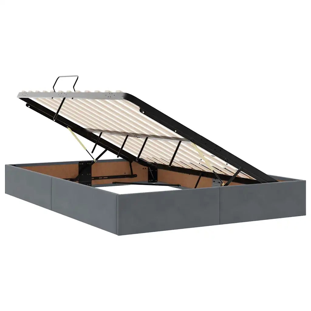 Letto con Contenitore Grigio scuro 140 x 190 cm Velluto