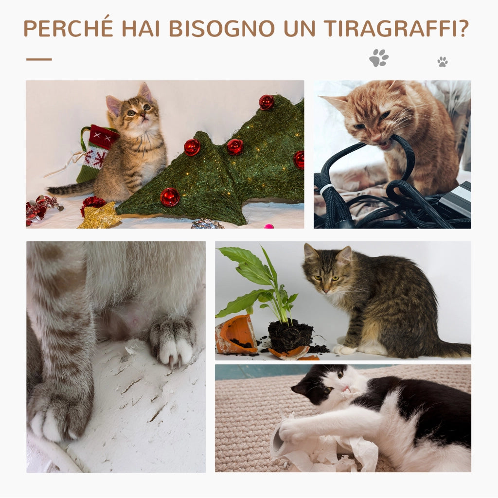 Albero Tiragraffi per Gatti in Legno a 4 Livelli con Cuccia ¨C Minimal ¨C 114 cm