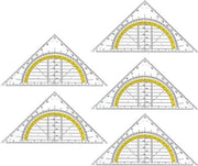 Geodriehoek di plastica con maniglia 16 cm - Set da 5 - Per scuola e ufficio