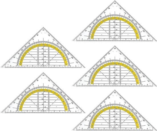 Geodriehoek di plastica con maniglia 16 cm - Set da 5 - Per scuola e ufficio