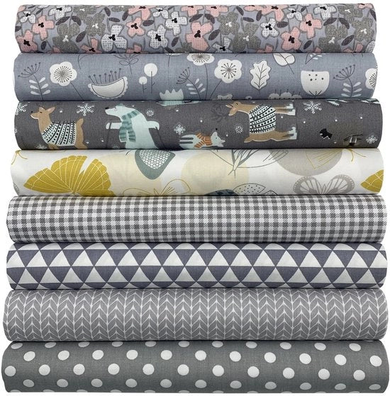 Stoffa Patchwork 100% Cotone - Quadrato 50 x 50 cm - 8 Pezzi - Per Cucito/Attrezzi - Progetti DIY/Hobby