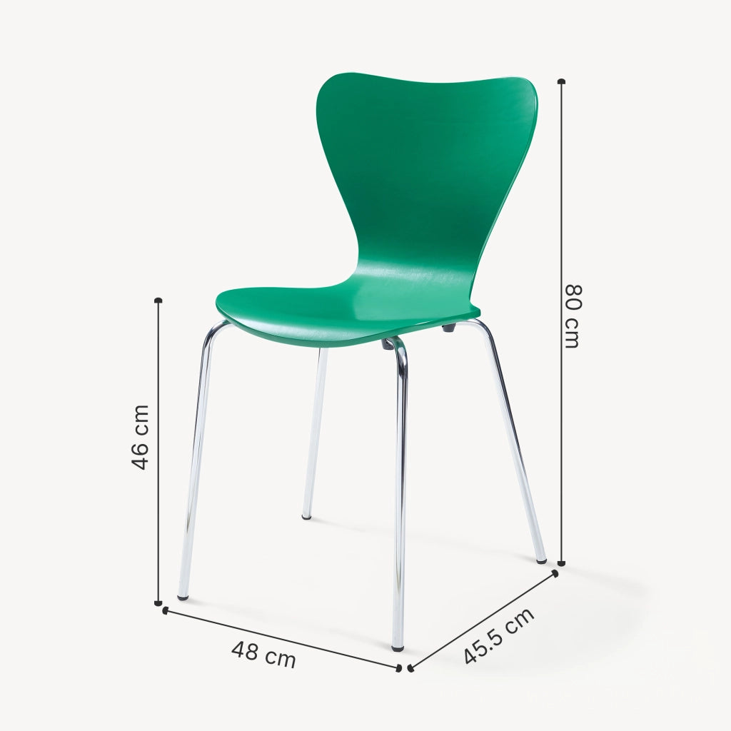 Set di 4 Sedie da Sala Essunga Impilabili - Verde / Cromato [en.casa]
