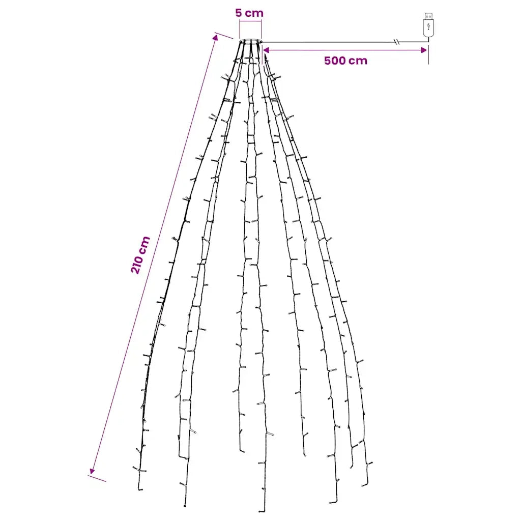 Rete di Luce per Albero di Natale 210 LED Multicolore 210 cm 328883