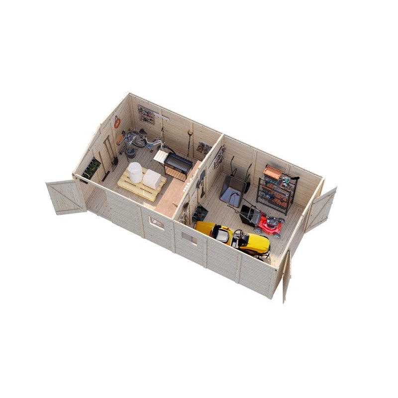 Casetta da giardino in legno 273x550 cm con doppia porta e porta laterale 14,7 m²  Esterni da Vivere