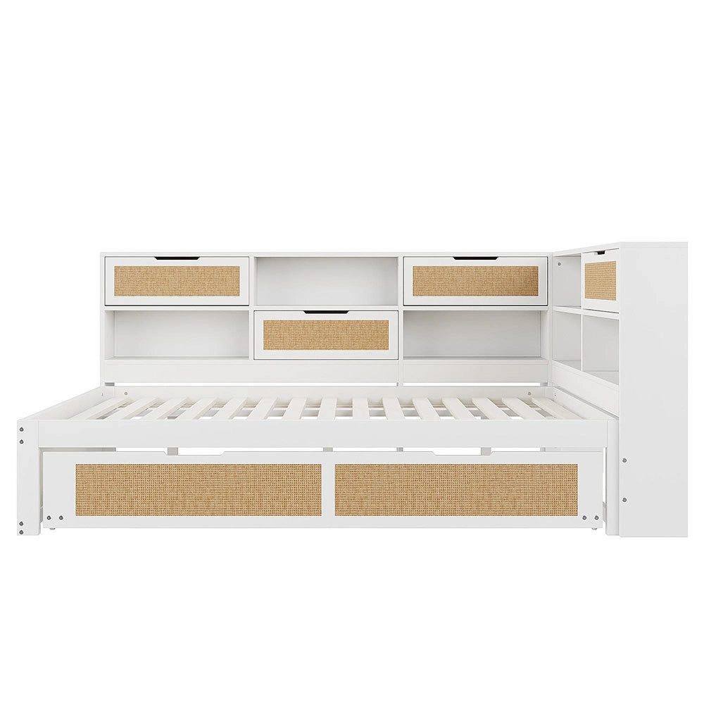 Divano letto legno - Xylo - 140x200 cm gigogne USB bianco