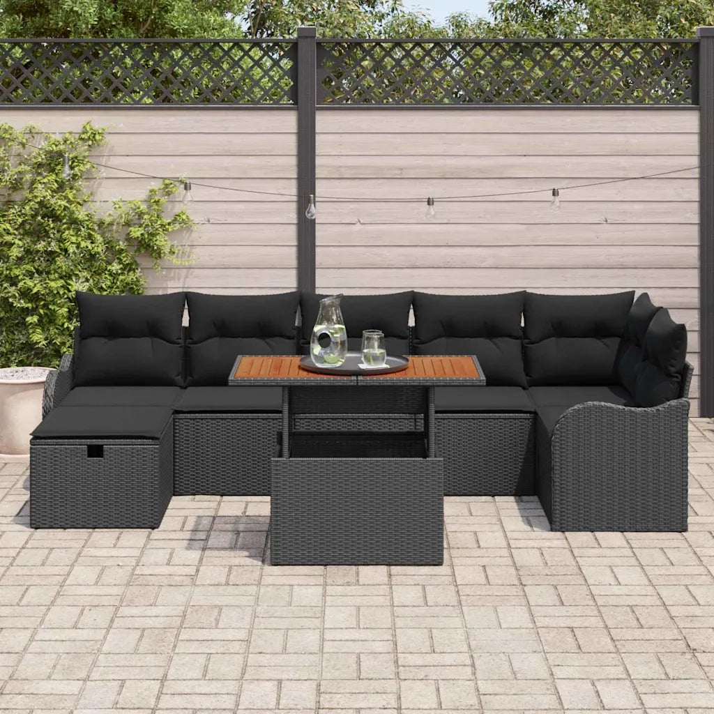 Set Divano da Giardino con archiviazione 8 pcs Nero Poly Rattan 3361282
