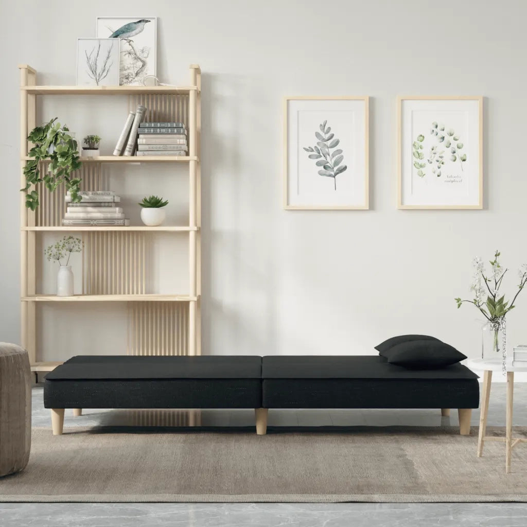Divano Letto Nero in Tessuto 351902