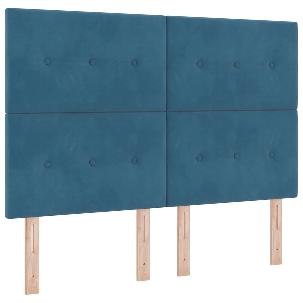 Letto a molle con testiera Blu Scuro 140 x 200 cm Velluto