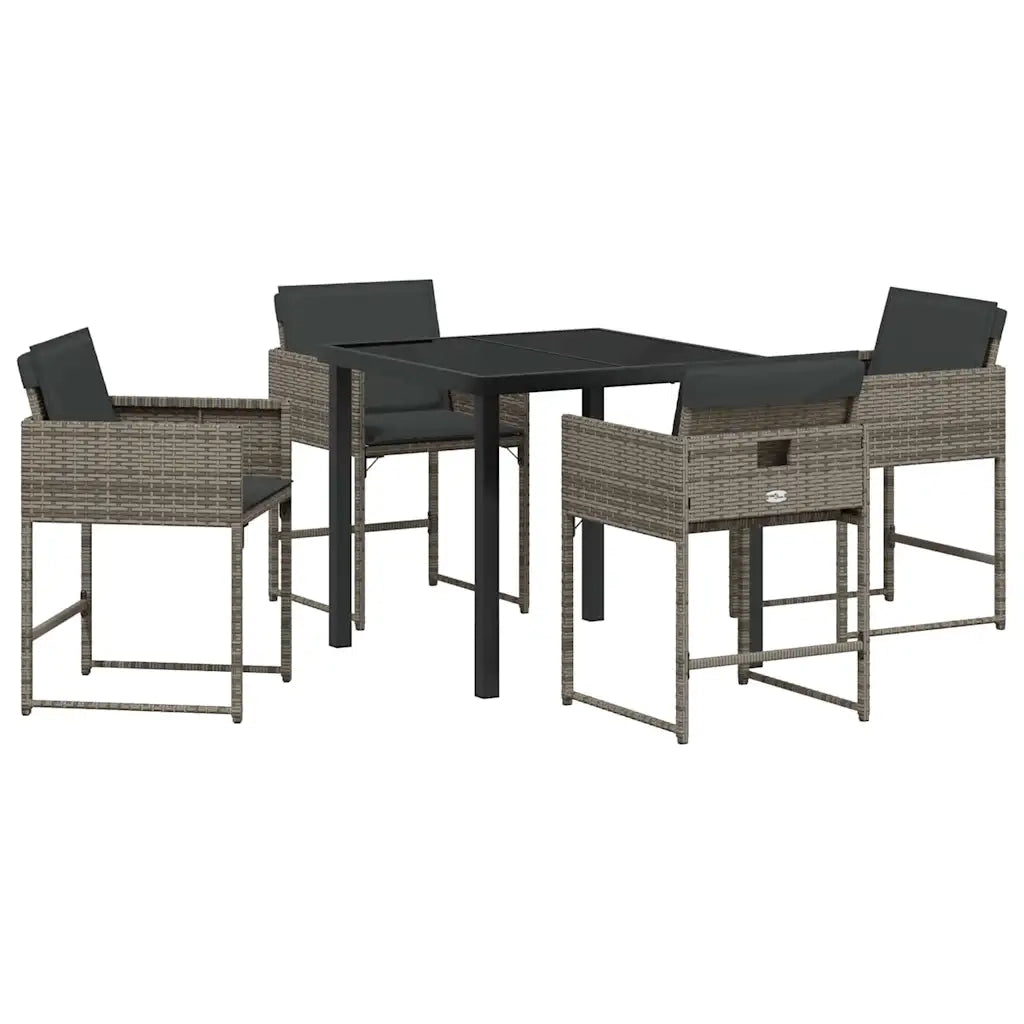 Set da Pranzo per Giardino 5 pcs Grigio polyrattan
