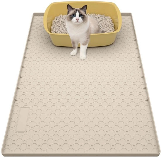 Pavimento Antiscivolo per Gatti - Impermeabile - Con Bordeggine Elevata - In Silicone - 86x56 cm - Pavimento Facile da Pulire per Gatti