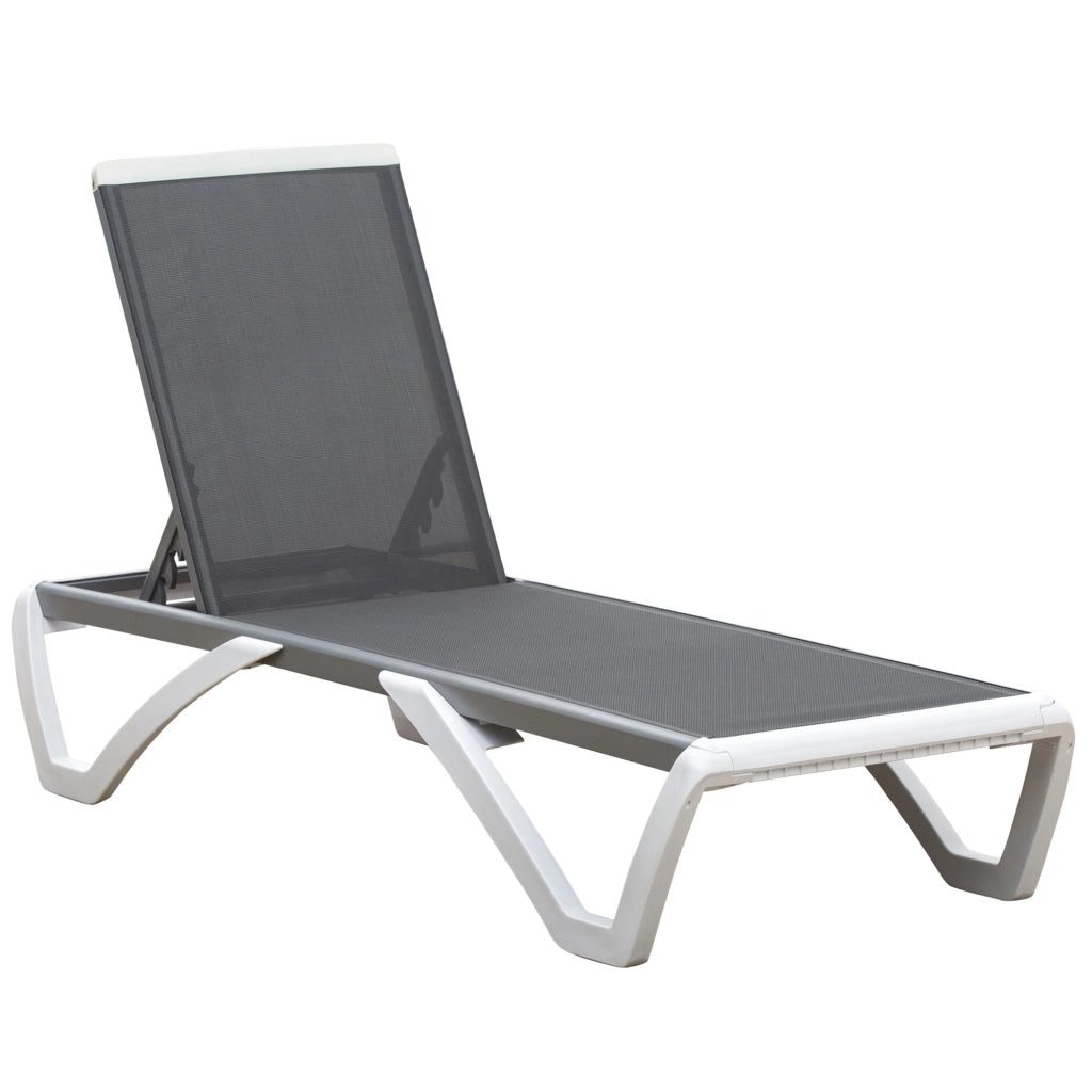 Lettino Prendisole Reclinabile con Rotelle ¨C Xylo ¨C Grigio e Bianco 195x67.5x33 cm