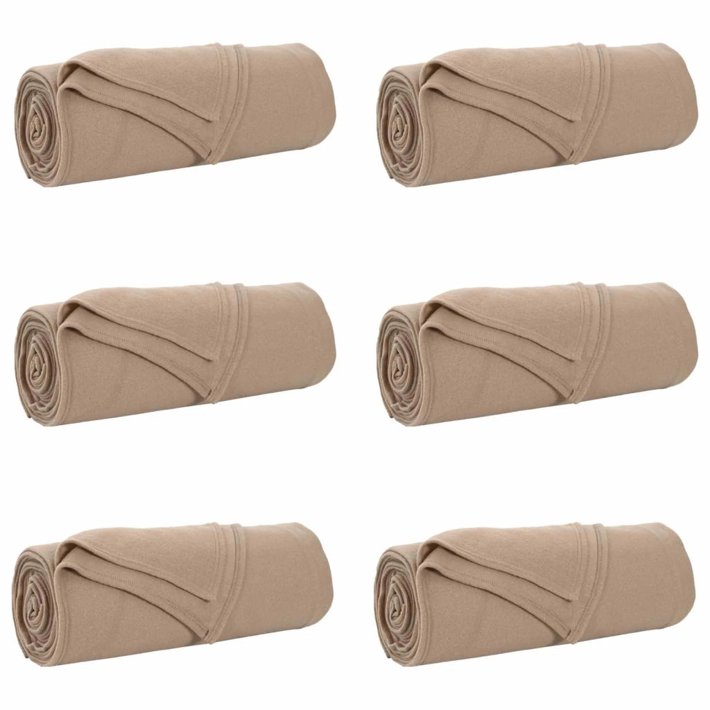 Coperte da Pile 6 pcs Cammello 280 x 210 cm Panno 42017141