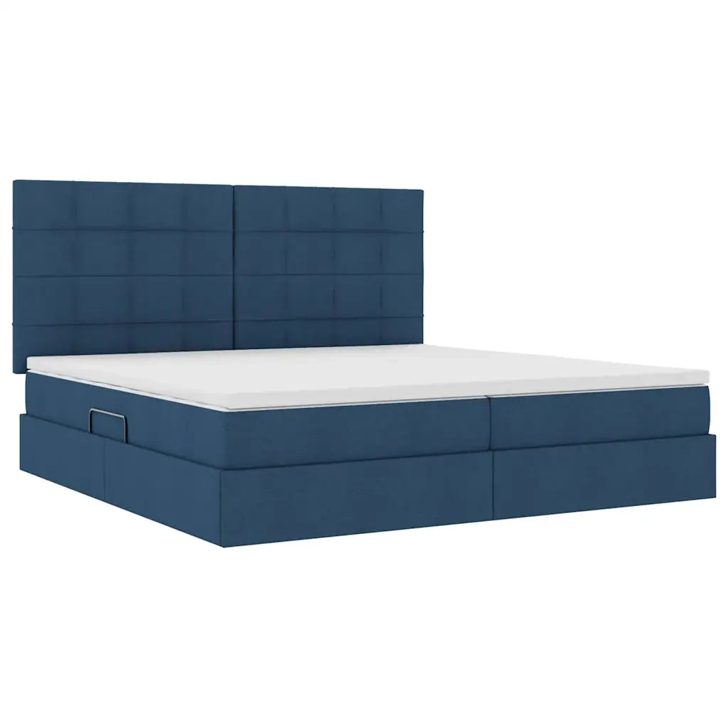 Letto con contenitore e materasso Blu 200 x 200 cm Poliestere