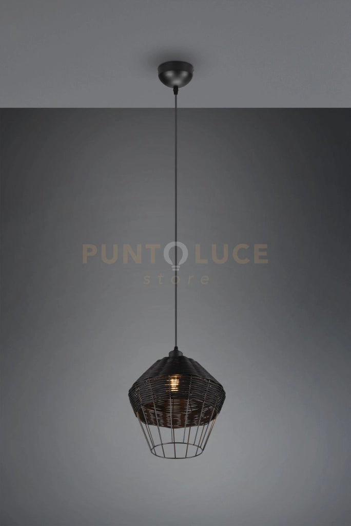 Sospensione BORKA in rattan colore nero opaco R31261902
