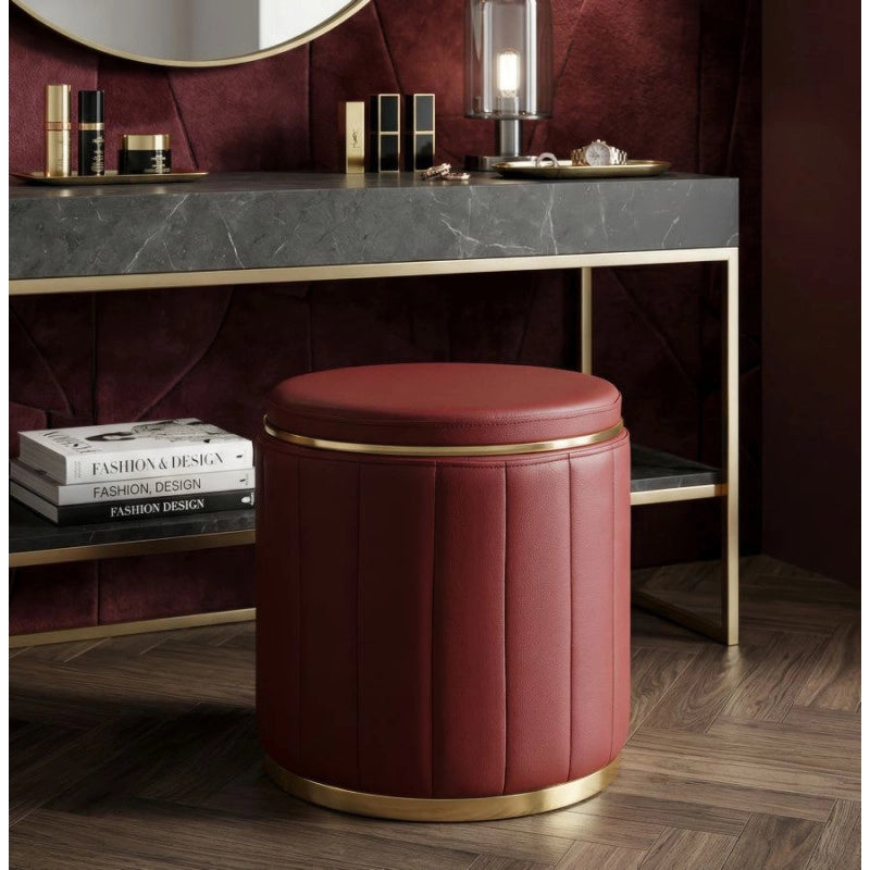 Puff Con Contenitore London Rosso cm ø 46,5x44