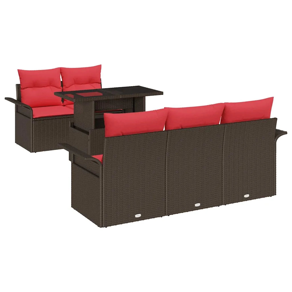 Set Divano da Giardino con cuscino 6 pcs Marrone polyrattan 3348200