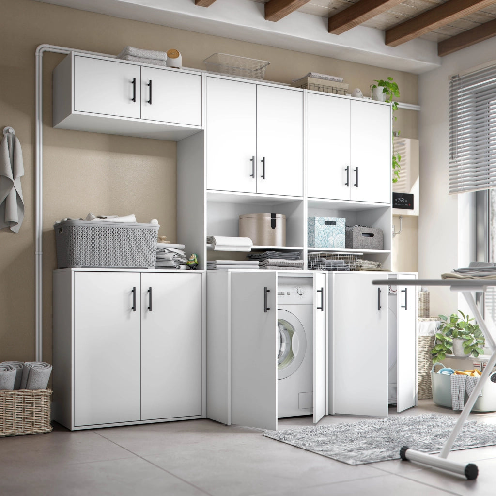 Delebio, Armadio Multiuso 2 Ante 3 Ripiani, 40x206h cm Bianco