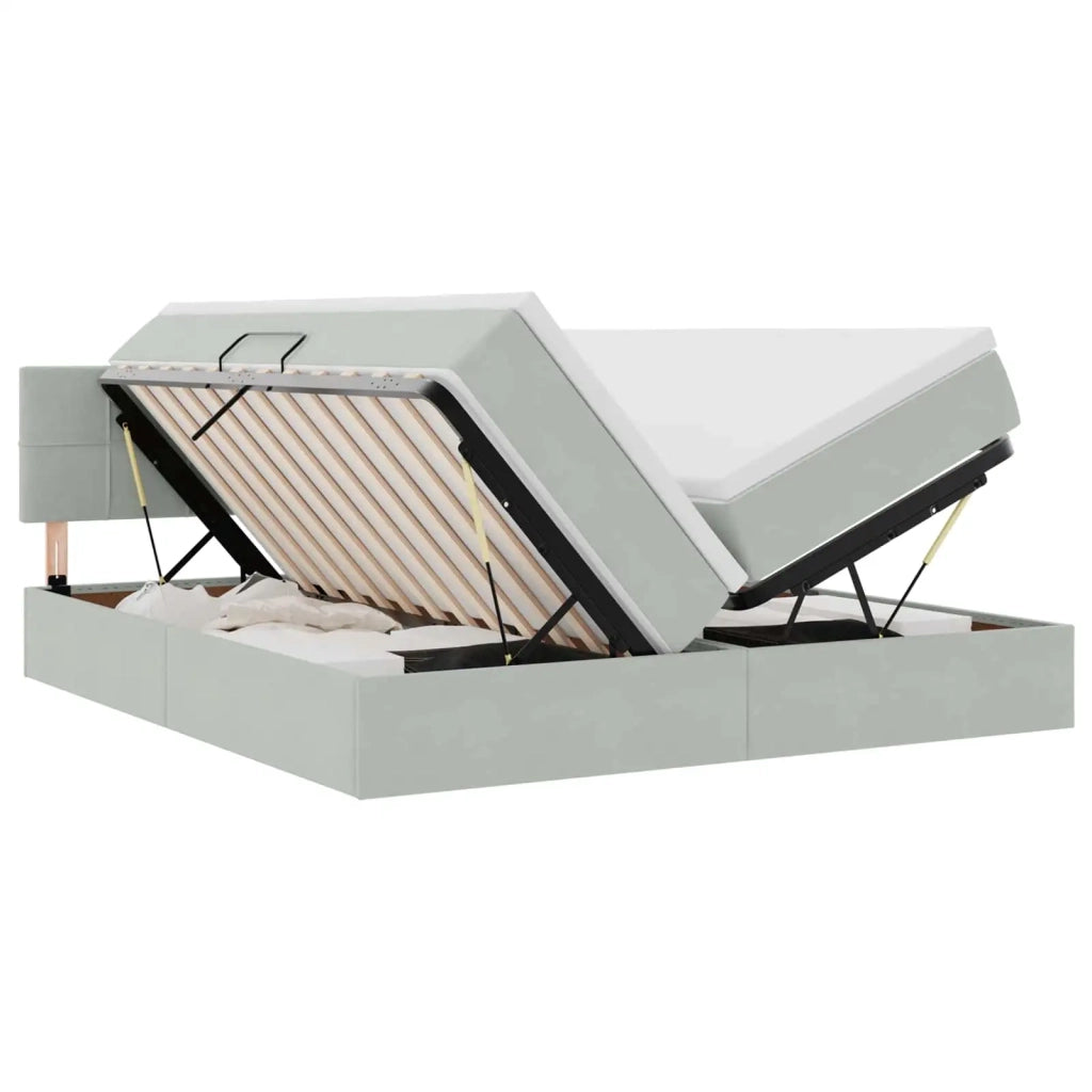 Letto con Contenitore con materasso Grigio chiaro 100 x 200 cm 3370979