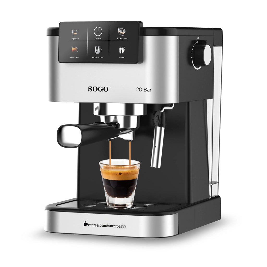 Macchina caffè espresso 20 bar con cappuccinatore, serbatoio 1,5L e pannello touch digitale per caffè cremoso - Sogo