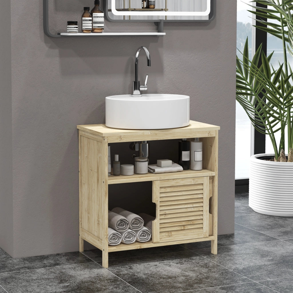 Mobile Sottolavabo in Bamb¨´ con 2 Ante ¨C Zephmum ¨C Naturale 60x30x60 cm