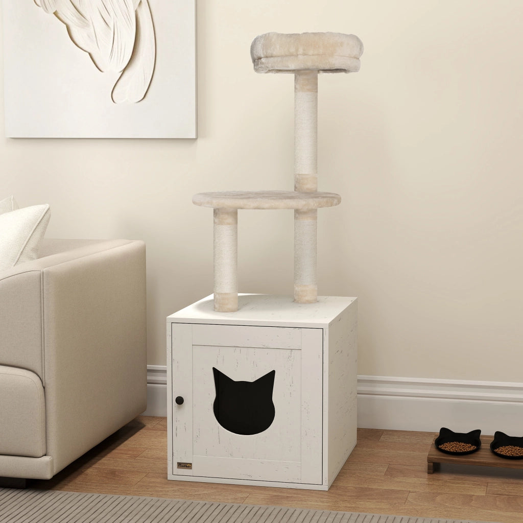 Arbre ¨¤ chat con casa igienica ¨C Minimal ¨C 129 cm, crema