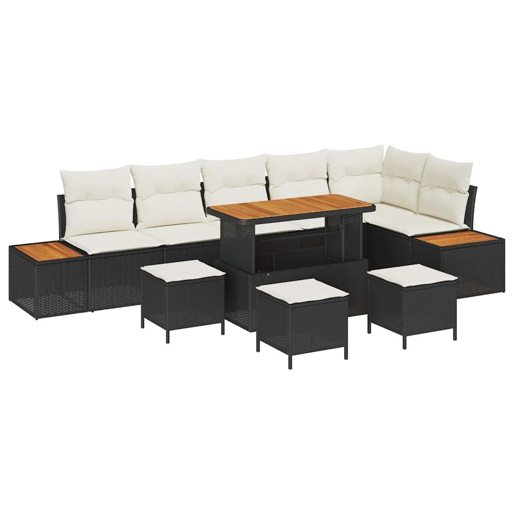 Set Divano da Giardino 10 pcs Nero polyrattan