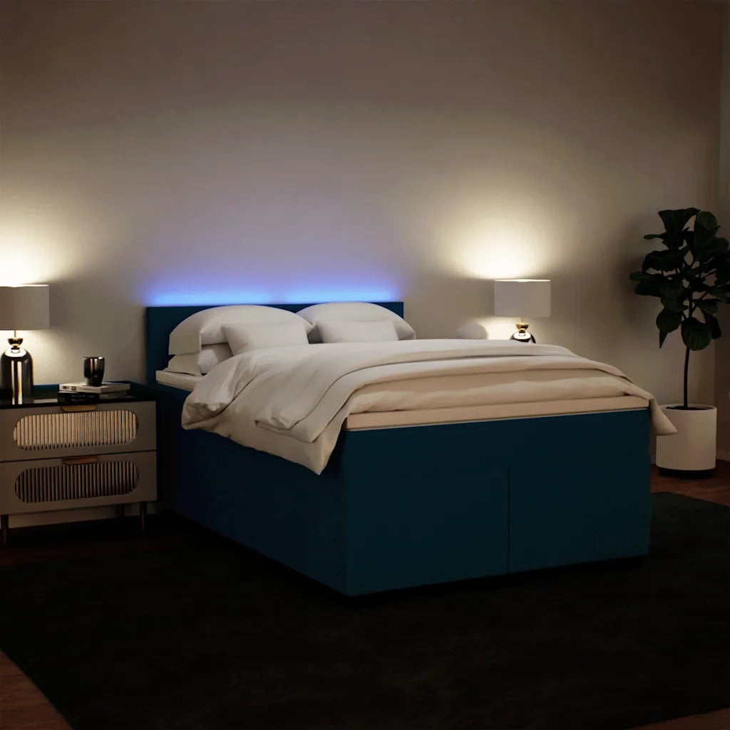 Giroletto a Molle con Materasso Blu 140x200 cm in Velluto