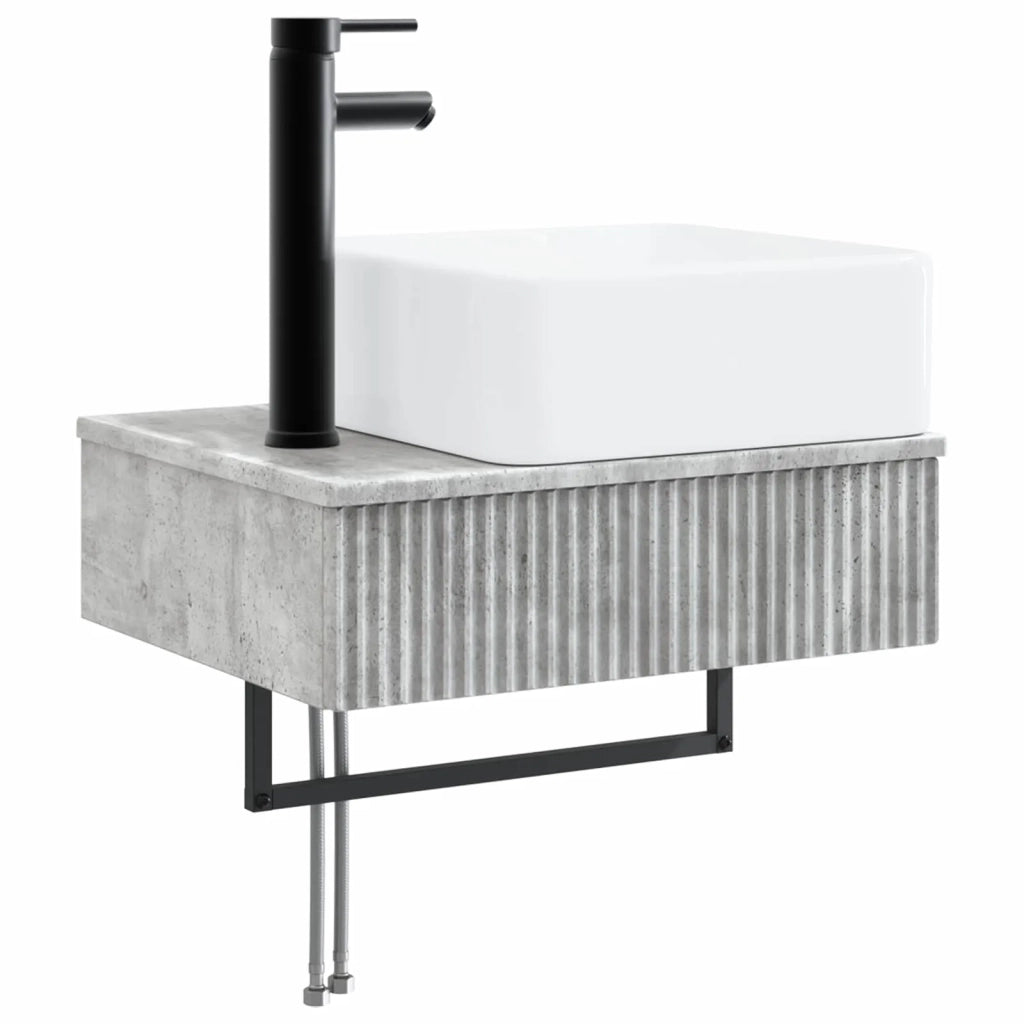Set di mobili per il bagno 6 pz Grigio Cemento 3407138