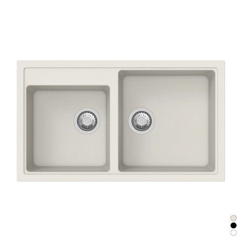 LAVELLO SINTETICO DA INCASSO 2 VASCHE CM 86- Avena- APELL- pezzi 1