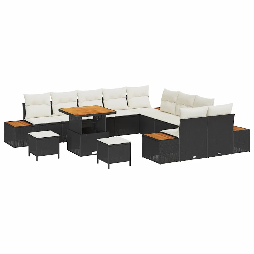 Set Divano da Giardino 13 pcs Nero polyrattan