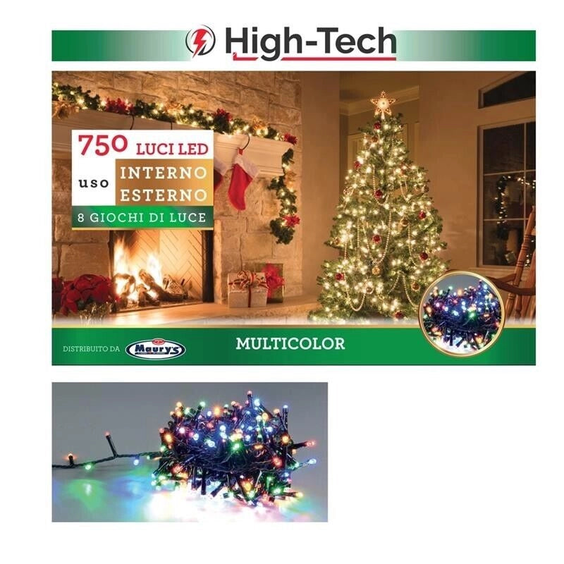 HIGH-TECH LUCI DI NATALE 750 LED MULTICOLOR USO INTERNO ESTERNO GIOCHI DI LUCE