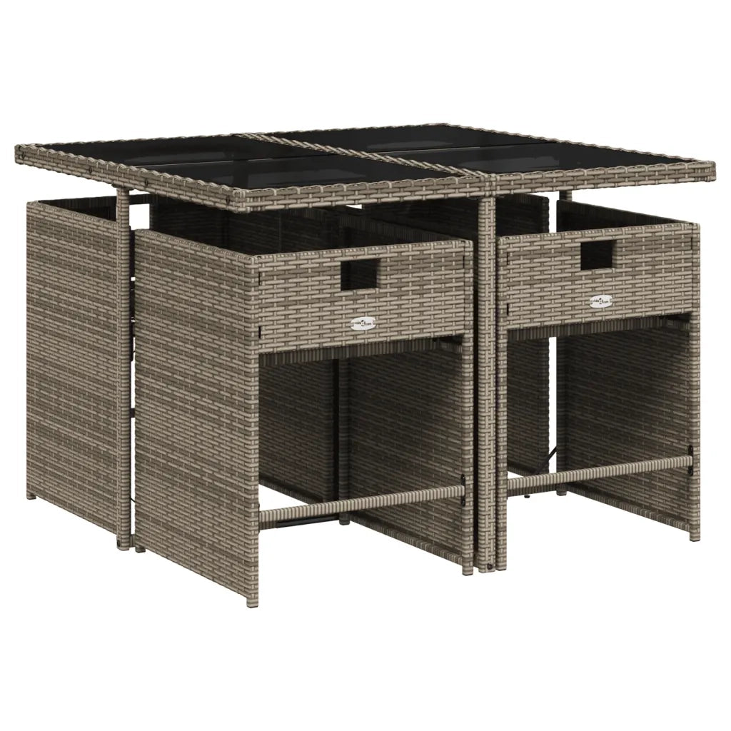 Set da Pranzo da Giardino 5 pz con Cuscini in Polyrattan Grigio 3277843