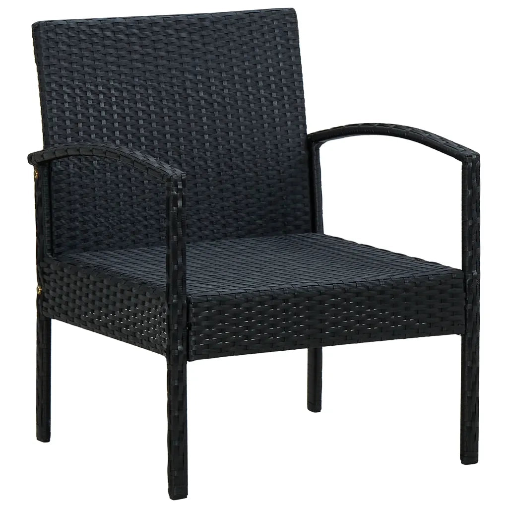 Sedia da Giardino | Sedie da Esterno con Cuscino in Polyrattan Nero