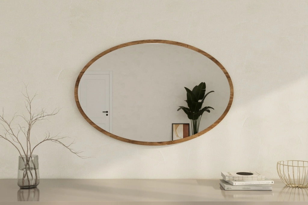 Trens, Specchio Forma Ovale, 60x90h cm Marrone Noce