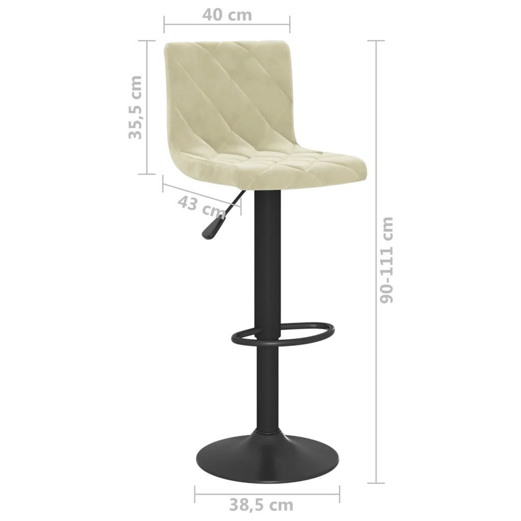 Sedie da Bar 2 pz Crema in Velluto 333730