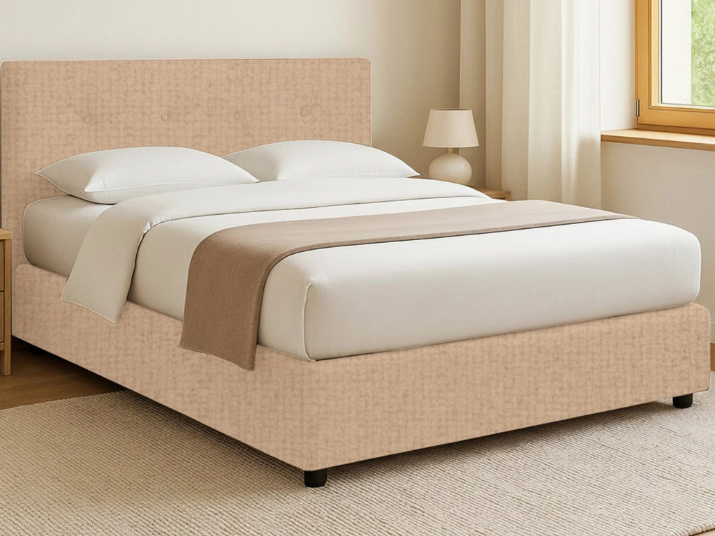 Preston, Letto Matrimoniale Sfoderabile Made in Italy, Beige