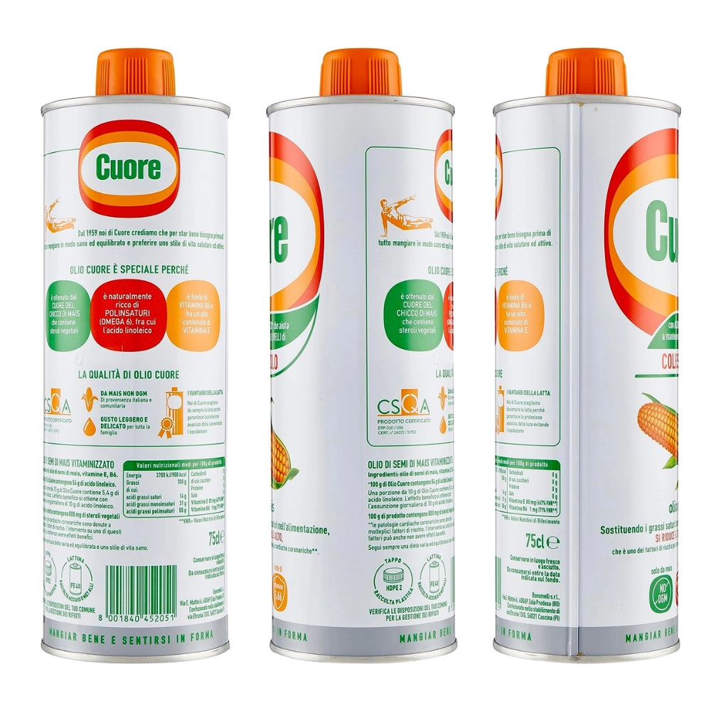 Cuore olio di mais in latta da 1 litro