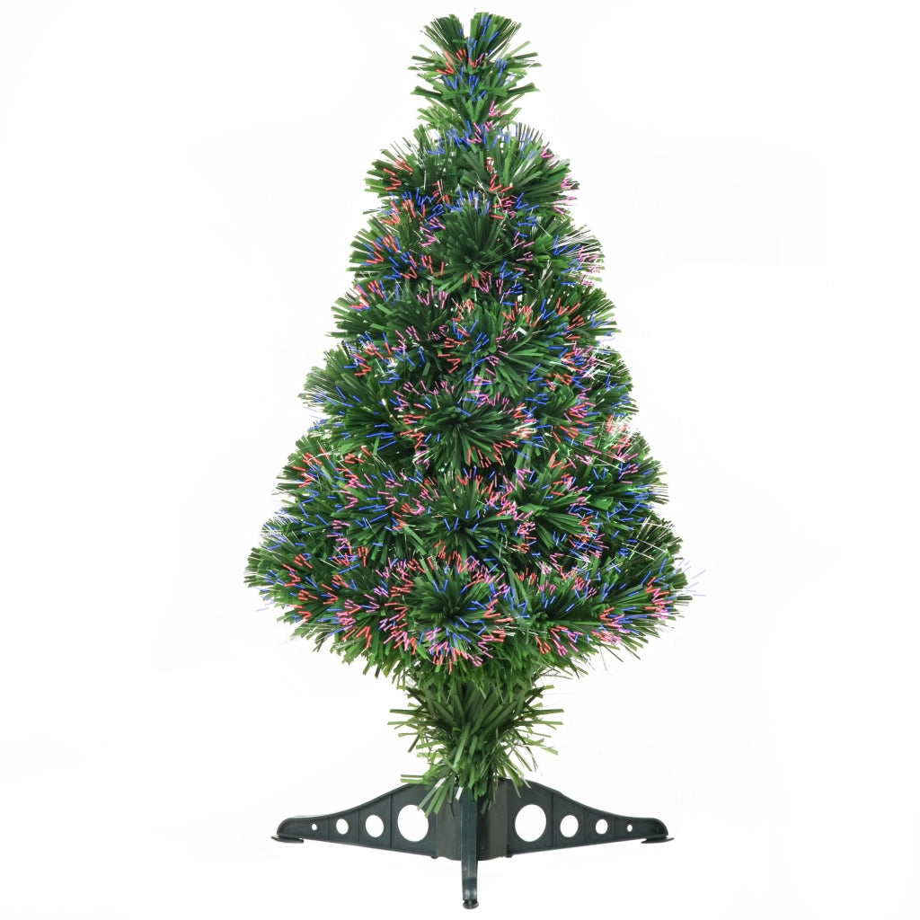 Albero di Natale Artificiale 60 cm 55 Rami con Fibra Ottica Verde
