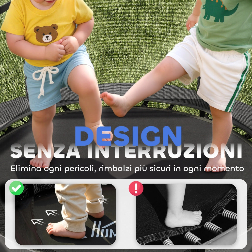 Trampolino Elastico per Bambini con Rete di Sicurezza ¨C Minimal ¨C Nero ?140x190 cm