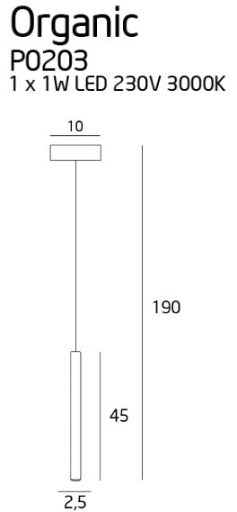 Lampada a sospensione nera Organic LED 1W Maxlight P0203