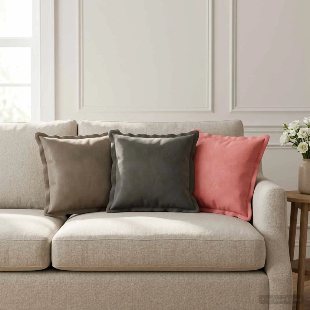 Cuscino con cuscino HOUTEN 2 pz Grigio Chiaro Velluto 931847
