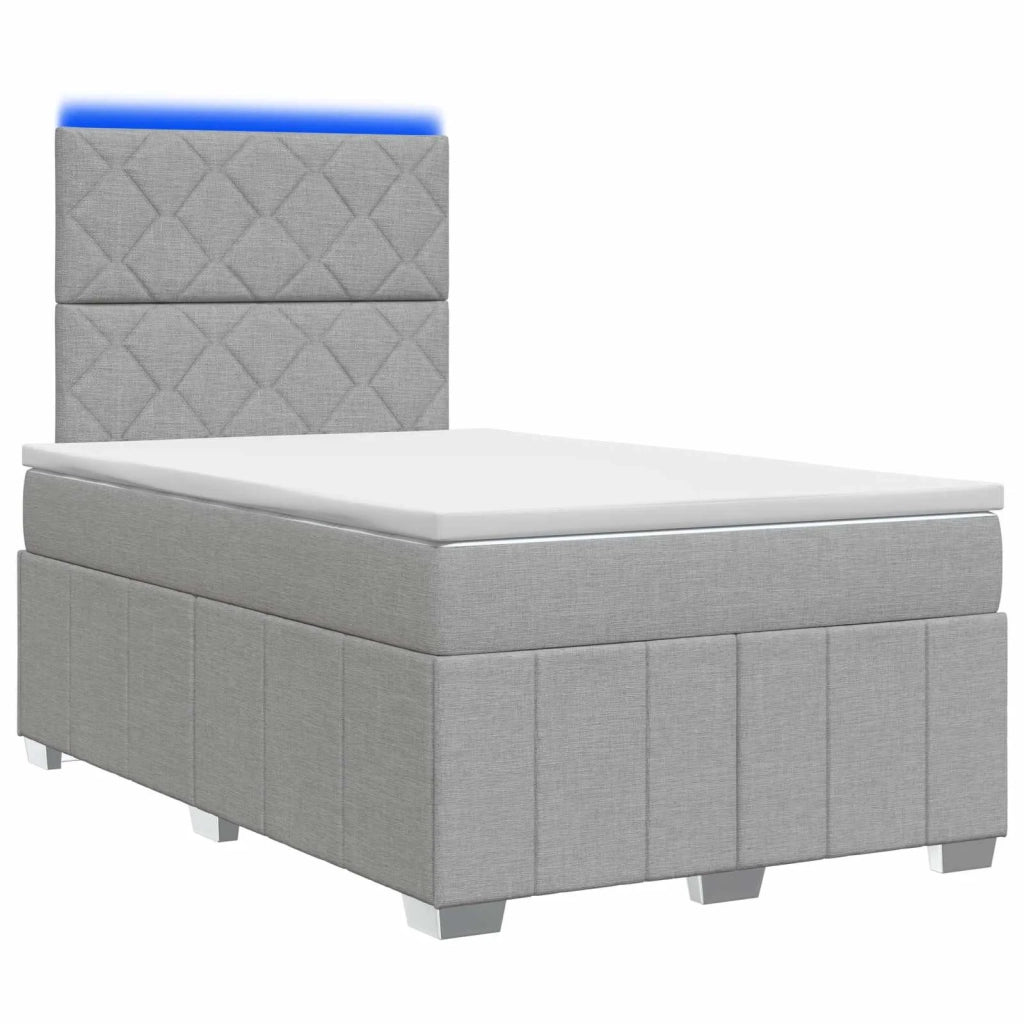 Letto Box Spring LED con Materasso Grigio Chiaro 120 x 190 cm 3455563
