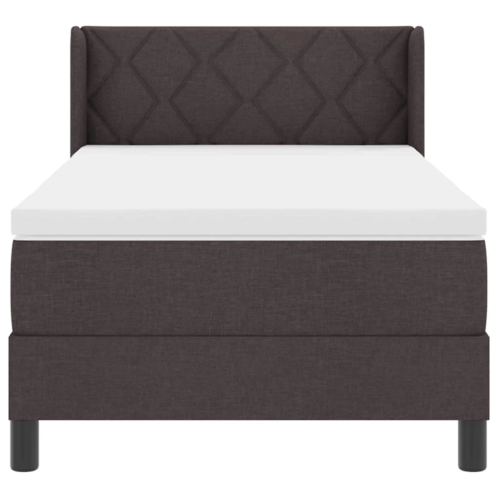 Letto a molle con testiera Marrone Scuro 200 x 90 cm Tessuto 3341149