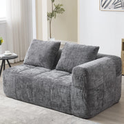 Divano 2 Posti con Cuscini e Tasche Laterali ¨C MINIMAL ¨C Grigio, Tessuto Morbido