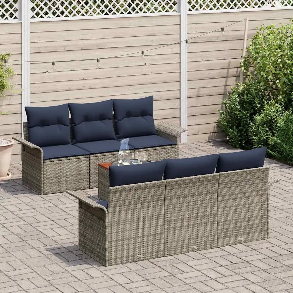 Set Divano da Giardino con cuscino 7 pcs Grigio polyrattan 3347276