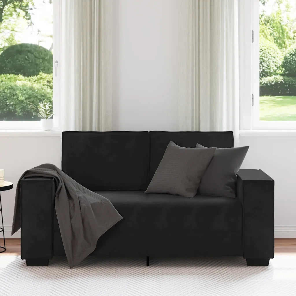 Divano a 2 Posti-Sofa 2 Posti Nero 120 cm in Velluto 313676